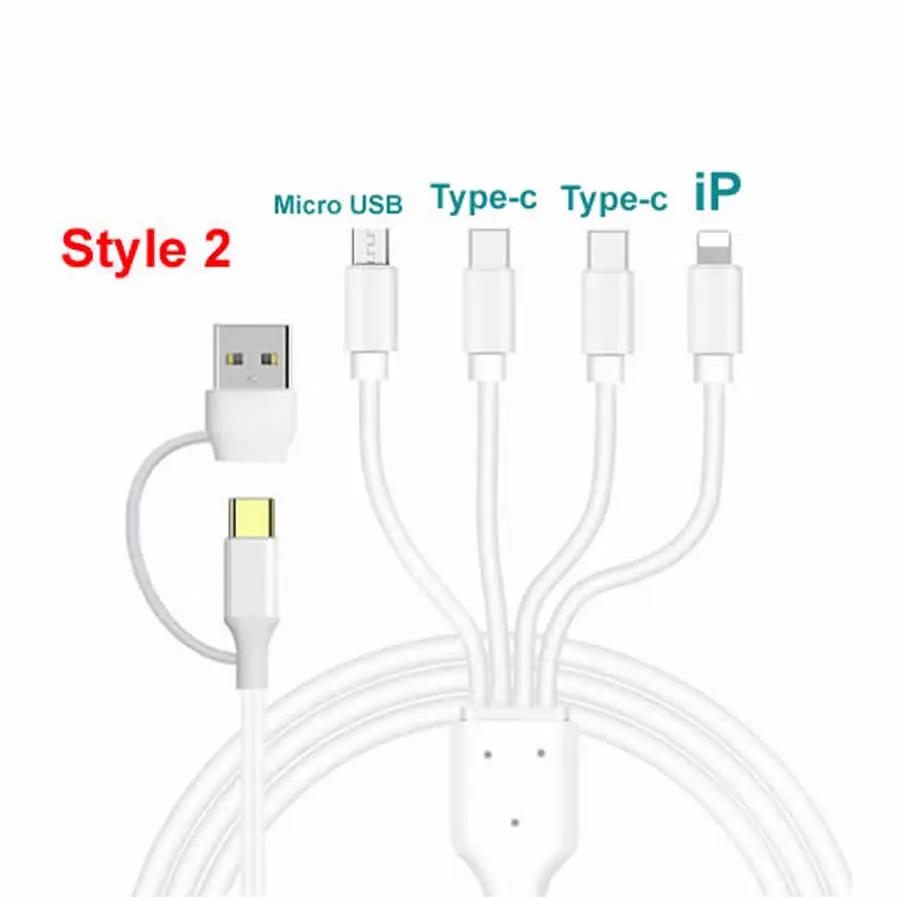 

Multi Charger Cable 4 In 2 Charging Cable USB & Typc C To Typc C / Micro USB / iP Charger Cable for Mobile Phone MP3 & More 4in2 Style 2-2xtypec