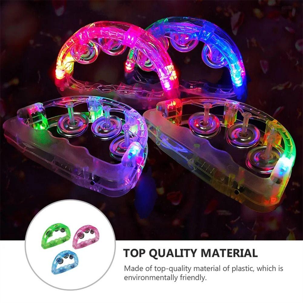 Noisemakers LED Tambourine Glowing Hand Rattle Bell Flashing Tambourine  Christmas Festivals