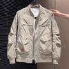 Frühling Herbst Herren Modisch Lässig Arbeitskleidung Jacke Einfarbig Outdoor Winddicht Baseballmantel Locker Herren Oberbekleidung Mantel