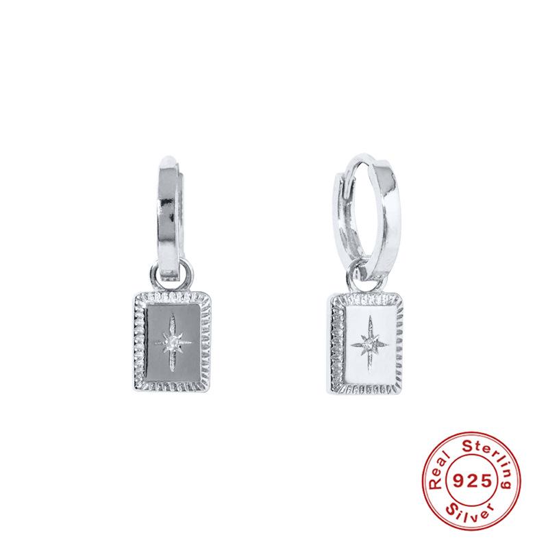 

S925 Sterling Silver Simple Geometric Star Octagram Stud Earrings Earrings Ear Buckles Earrings 925 Silver