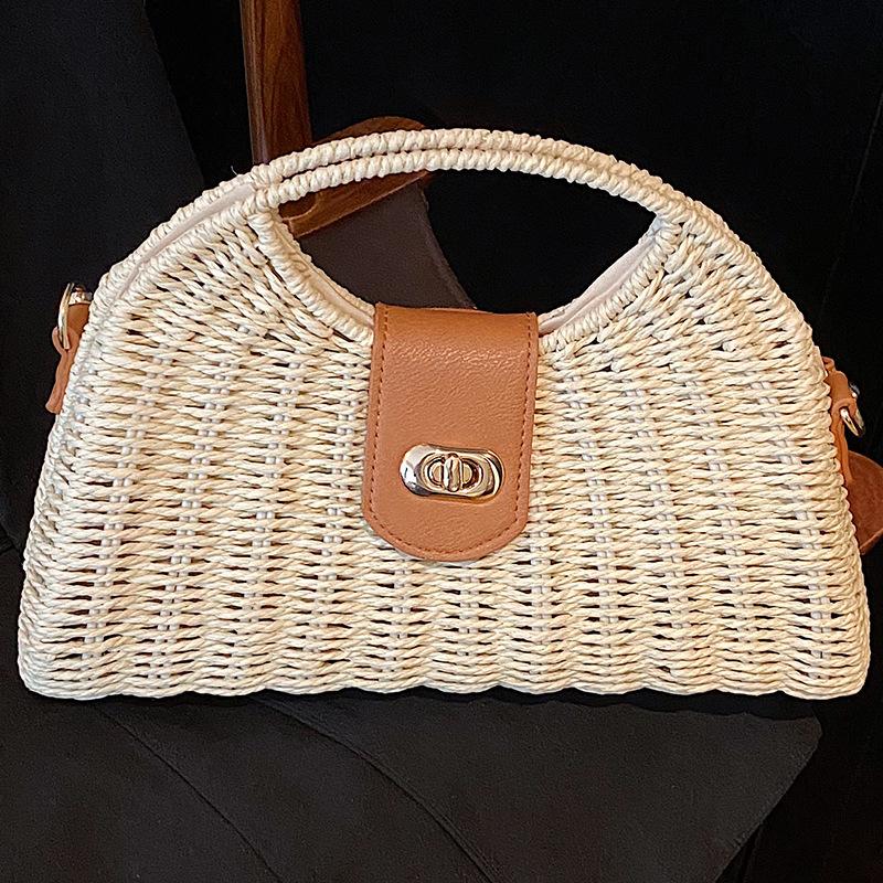 Niche Design Bag Women's New Summer Versatile High-end Shoulder Messenger Bag Portable Woven Straw Bag
