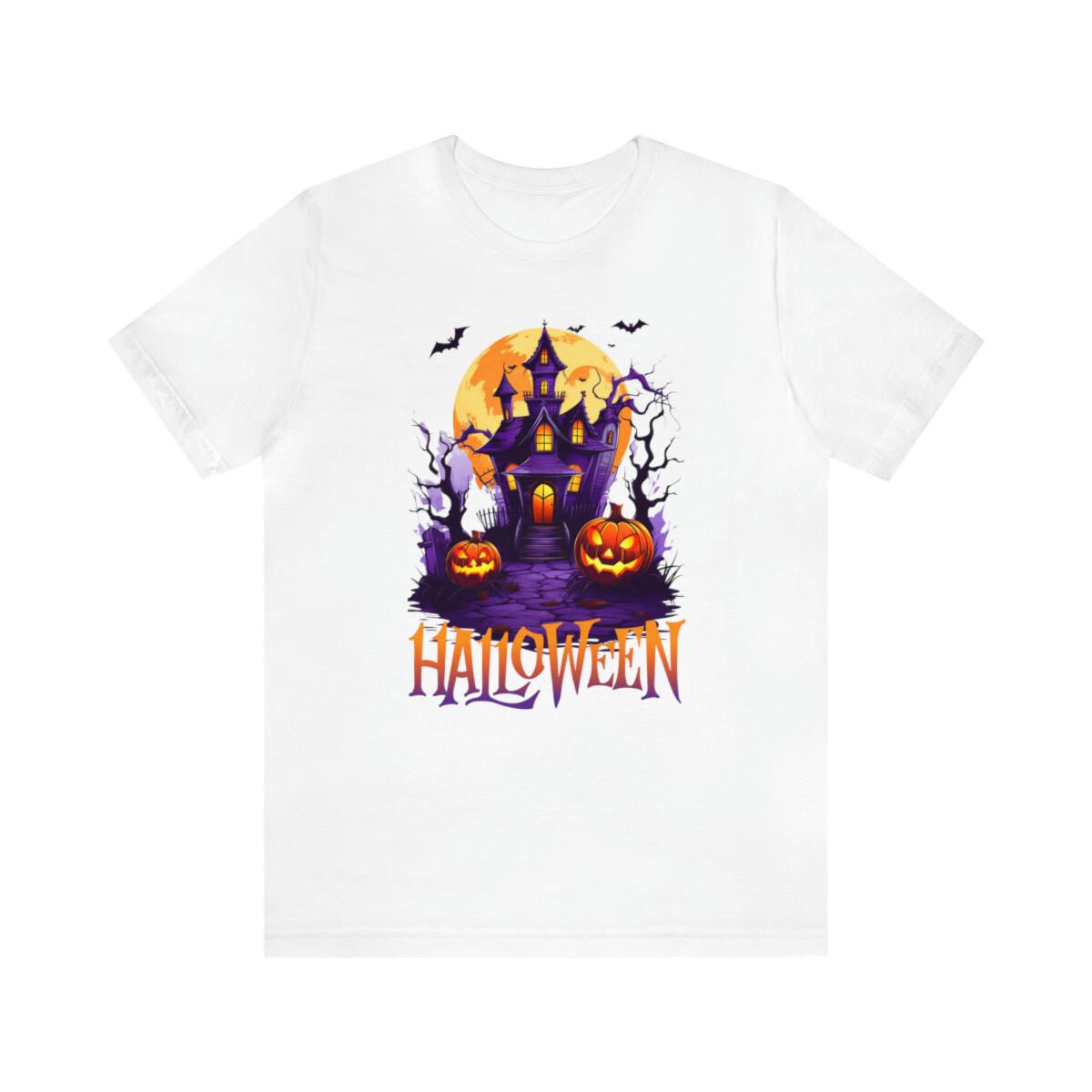 Halloween Haunted House T-Shirt | Scary House with Bats Tee S