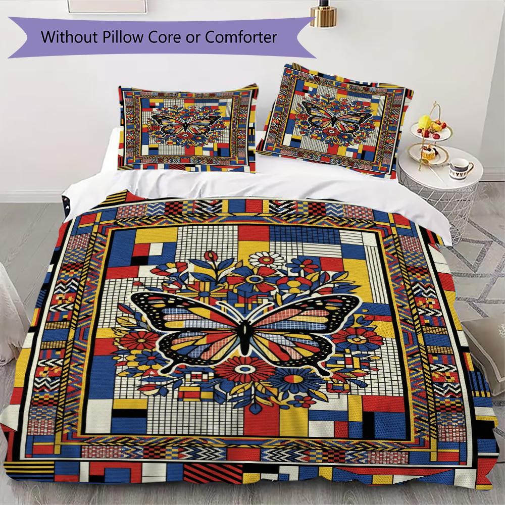 Butterfly Decoration Pattern Bedding Uilt Set Uilt Cover Pillowcase Home Decoration Birthday Gift (1 * Duvet Cover + 2 * Pillowcase Without Core)37