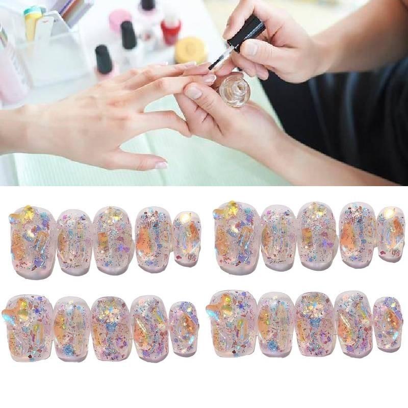 Handmade Aurora Flashing Rhinestone Disco Glitter Nail Sticker Candy Paradise Ultra-short Gradient Xs S M L
