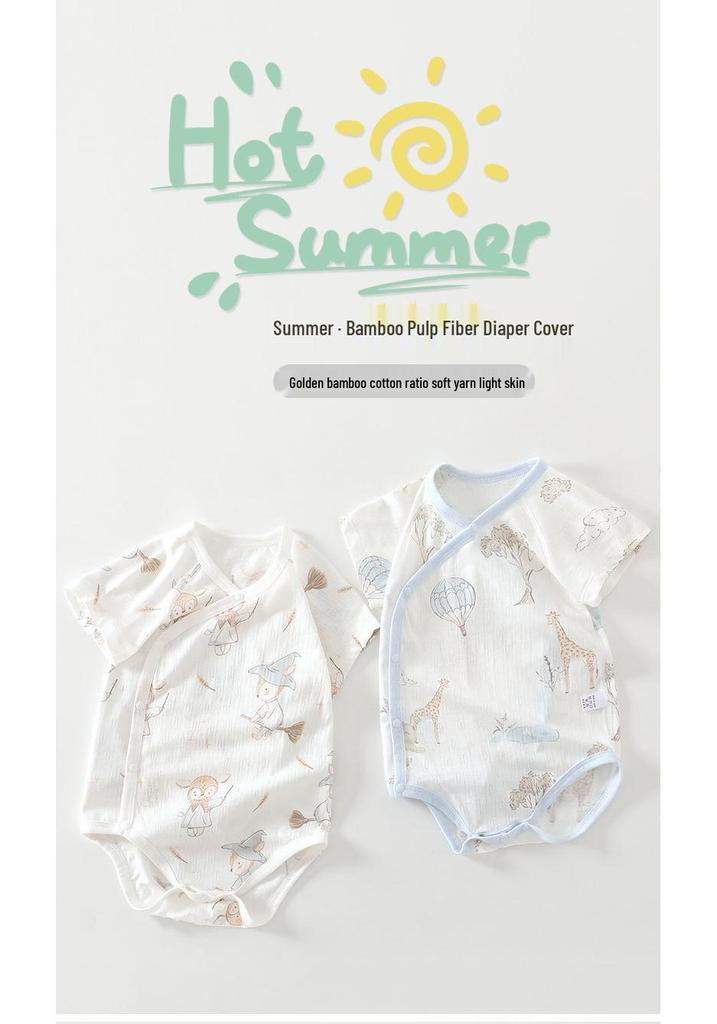Bamboo Fiber Baby Jacquard Short Sleeve Summer Bodysuit Romper