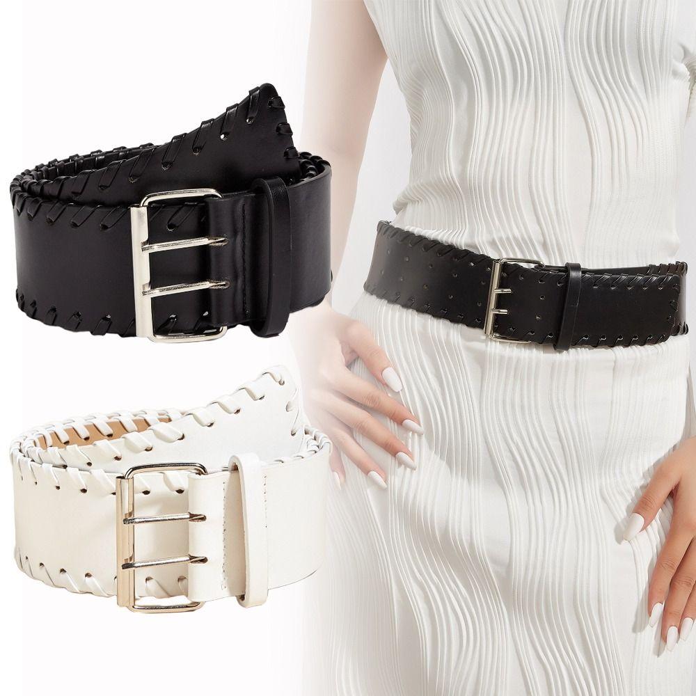 Harajuku Wide Woven Belt Y2K Slimming Belt Fashion Trouser Dress Belts  For Women