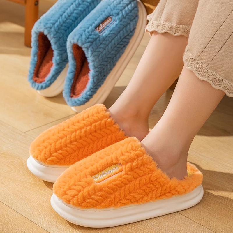 New Cotton Slippers for Women Winter Indoor Home Couple Thick Bottom Warm Home Plush Slippers for Men