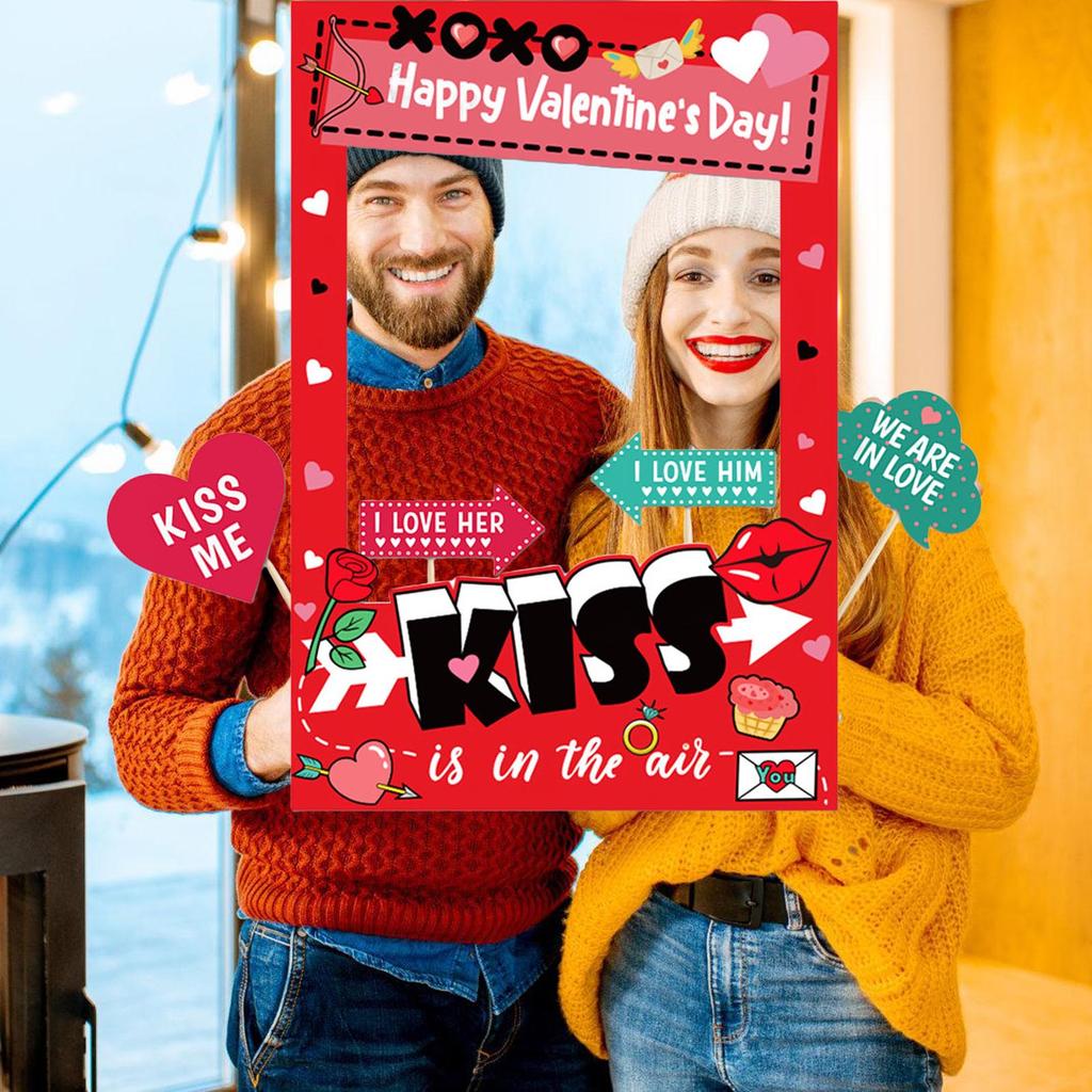 Celebrate Valentine's Day Eve with Photo Booth Properties Accessory Picture Frame for Fun Party Photos Decoration