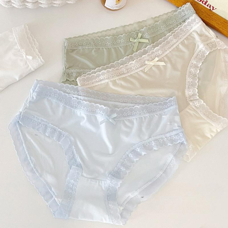 Bare Sense Eis-Seide Damen Slips Dünner Abschnitt Schnelltrocknend Atmungsaktiv Mittelhoch Geschnitten Mädchen Süße Reine Begierde Hautfreundliche Nahtlose Slips Sommer
