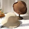 Cotton and Linen Fisherman Hat Women's Summer Breathable Knitted Basin Hat Versatile Straw Hat Artistic Top Hat Sun Protection and Sunshade Hat