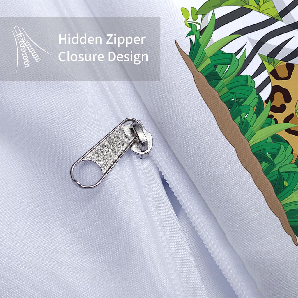 3-piece down duvet cover cartoon dinosaur zoo pattern print (1 down duvet cover+2 pillowcases, no core) boy and girl bedding set