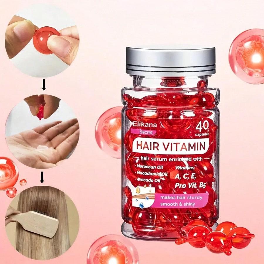 40Pcs Hair Vitamin Serum Capsules - Hair Serum With Vitamin A C E Pro B5, Hair Oil Capsules Enriched