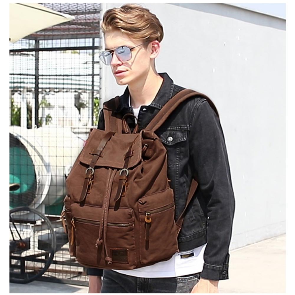 Canvas Bag Retro Men's Bag Durable Backpack Computer Bag Student Schoolbag Outdoor Travel Bag