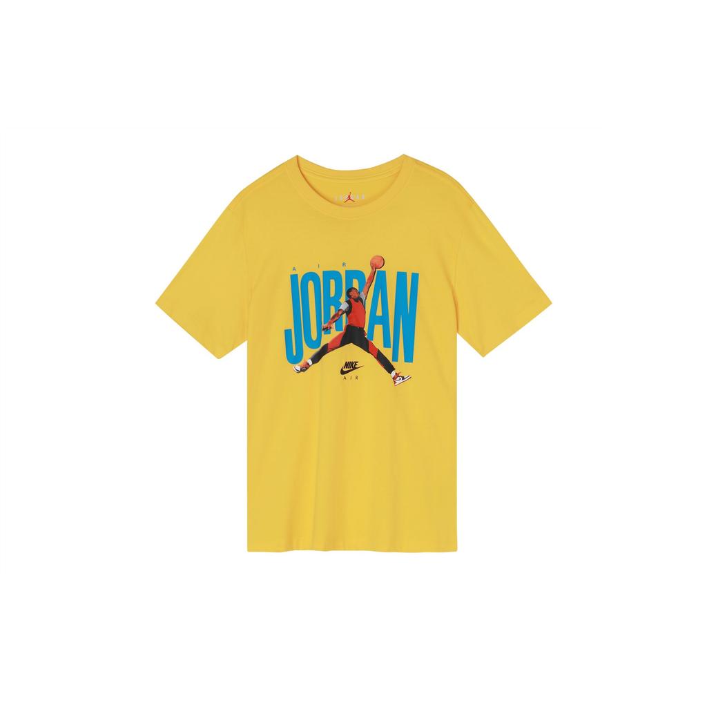 Jordan T Shirts Men's Yellow Crew Neck Moderate Straight Fit CJ6307-728