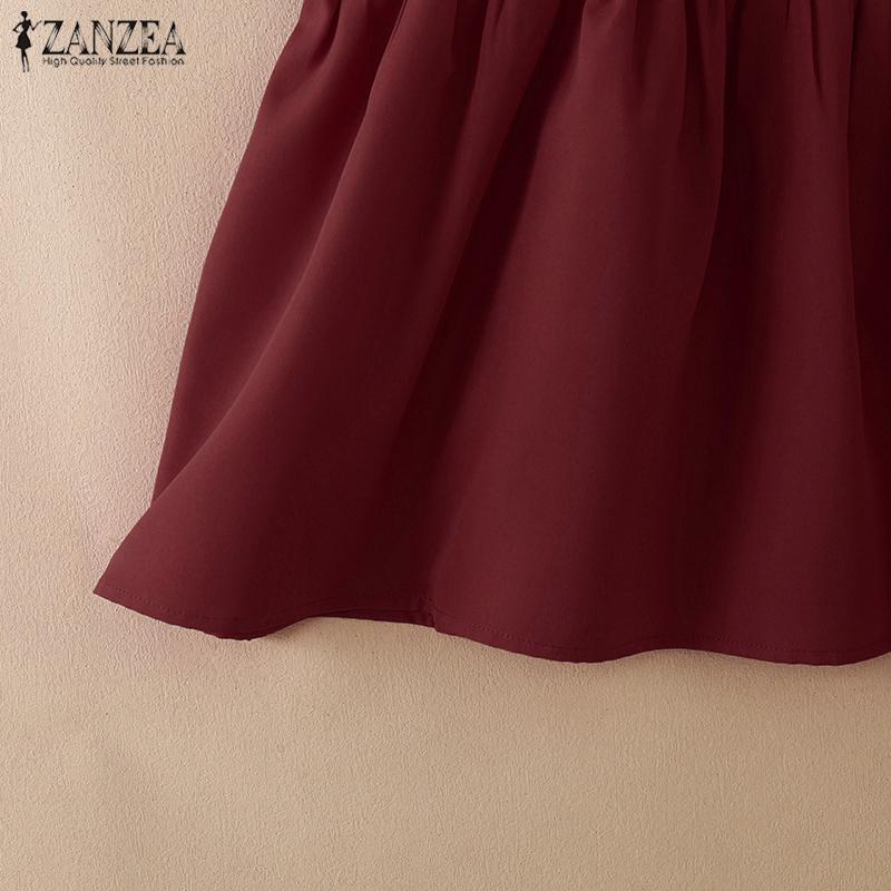 ZANZEA Women Casual Round Neck Summer Loose Short Sleeve Dress