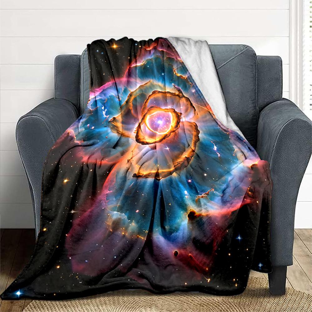 1pc Cosmic Rose Nebula Blanket, Lightweight Flannel Fleece with Digital Printing, Soft Warm for Sofa, Travel, Camping, Office, Couch, Chair, and Bed,