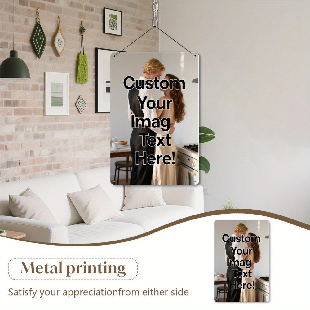 Custom Photo Insert Vintage Metal Wall Sign Waterproof Pre Drilled Hanging Decor For Wedding Anniversary Birthday