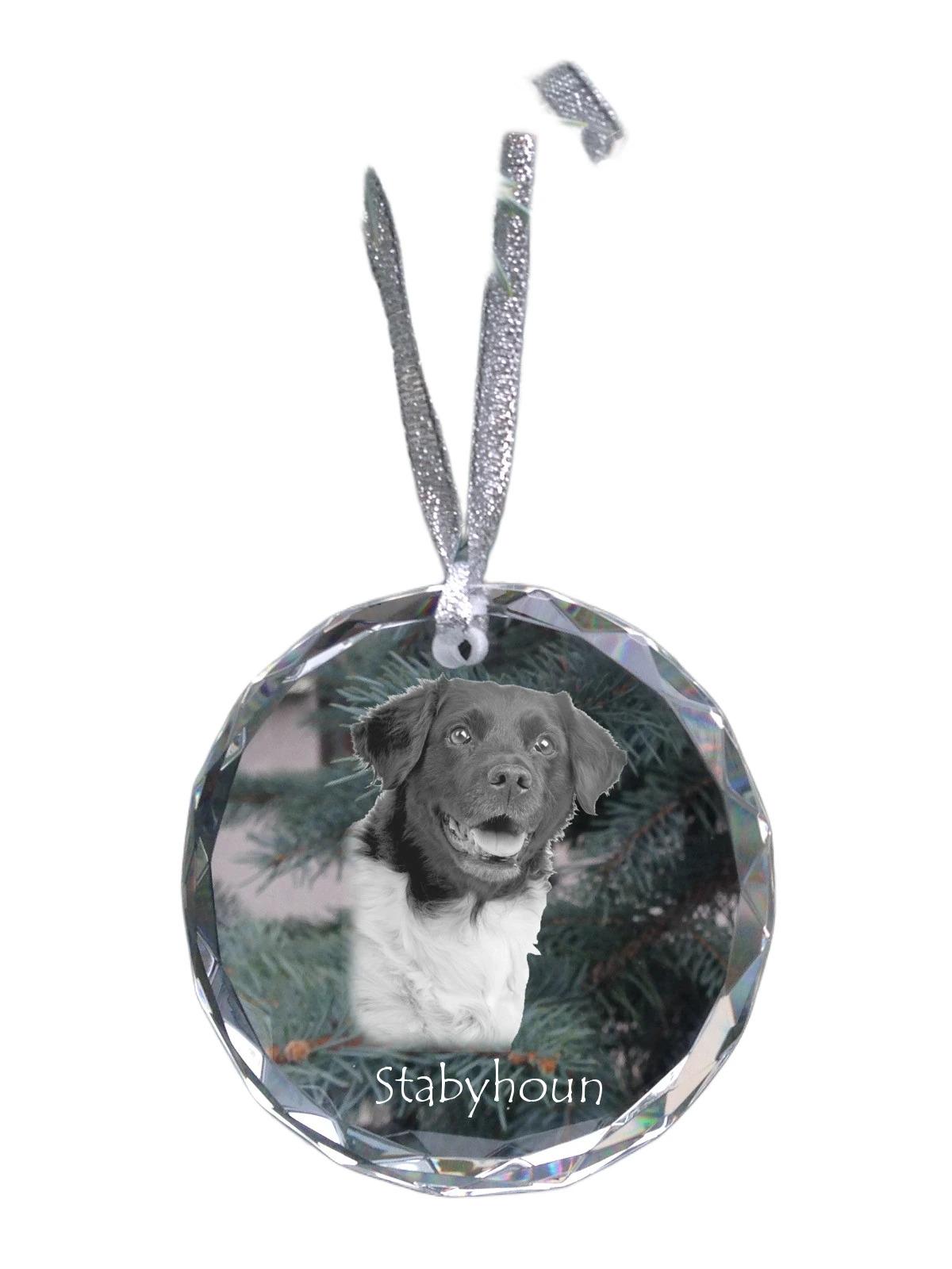 

Stabyhoun, Stabijhoun, Fryske Stabij - crystal bauble with a photo, dog photo in crystal, personalized Christmas tree ornament by Art-Dog brand прозорий