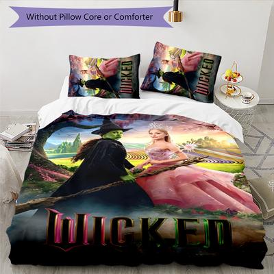 Wicked 3pcs Bedding Set Duvet Cover Closure Includes 1 Duvet Cover & 2 Pillowcases for All Seasons Bedroom Home Dorm Decor