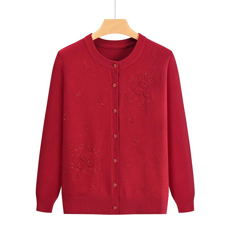 

Stylish Knitwear for Middle-Aged and Elderly Women - Spring/Autumn Loose Fit Top 3XL красный