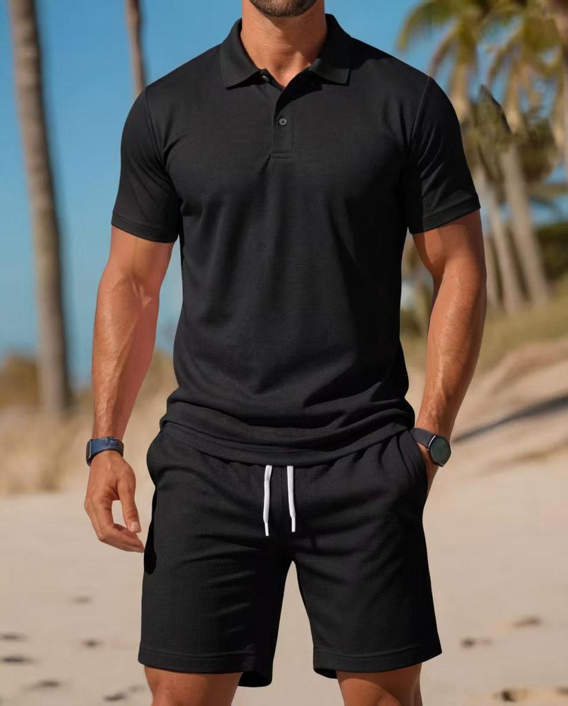 Summer 2026 Men's Casual Short Sleeve Polo Shirt & Shorts Set - Breathable Sportswear
