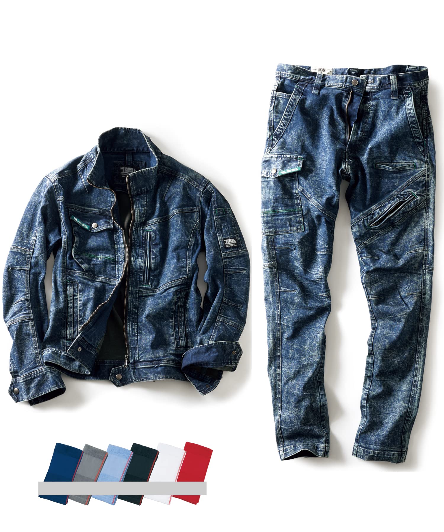 

Джинсовая рабочая блуза с длинным рукавом и карго включает 1 набор полотенец с именем [Toraichi], брюки 8920-124 8920-219, (с логотипом) (LL 04.Кон)