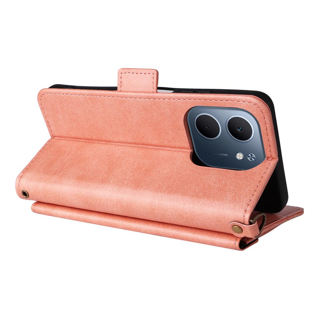 For Oppo A5x 5G/4G Leather Case Magnetic Closure Wallet Stand Phone Cover with Crossbody Strap