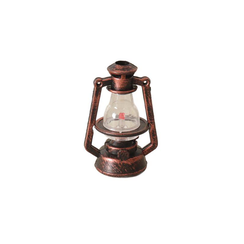 Retro Mini Kerosene Lamp Model for Dollhouse Christmas Decoration & Shooting Scene Prop.