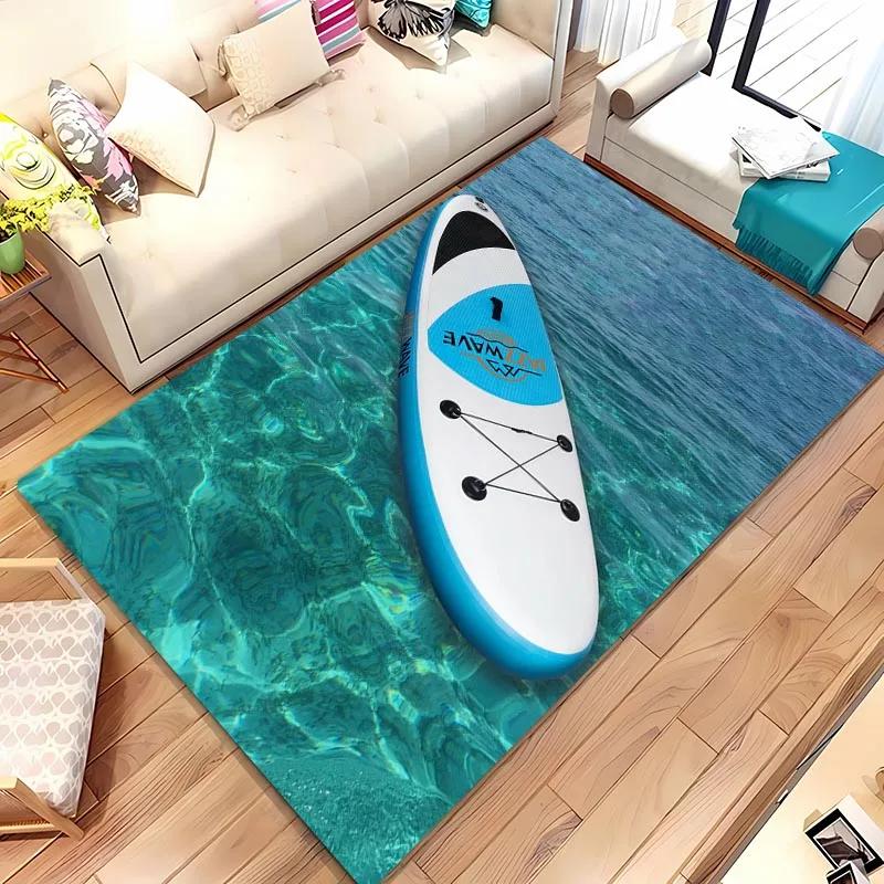 Surfboard Theme 3D Printing Large Area Carpet for Home Living Room Childrens Bedroom Mat Sofa Doormat  Floor Rug Anti-slip Decor