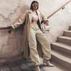GMXIA Workwear Pants Spring Summer Women Comfortable Casual Neutral Style Drawstring Large Pockets Wide Leg Work Pants
