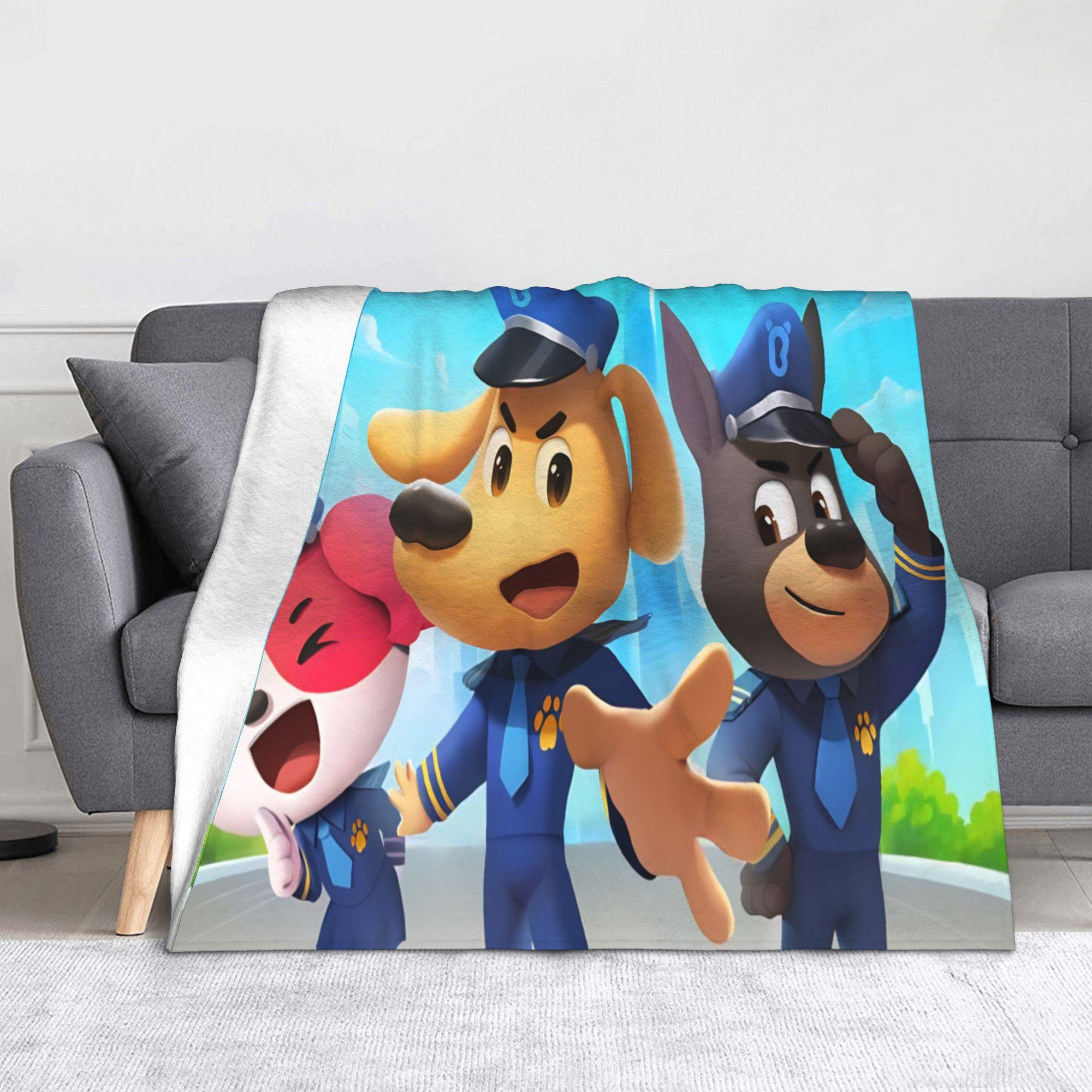 

Sheriff Labrador Dog Fleece Throw Blankets Cartoon Blankets for Bedding Office Lightweight Bedspread 40x50in