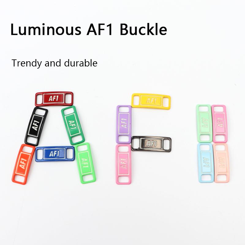 New AF1 Luminous Shoelaces Buckle Sneaker Decorations Glowing Metal Lock for Shoelace DIY Laces Chapa Shoe Accessories 2pcs/pair