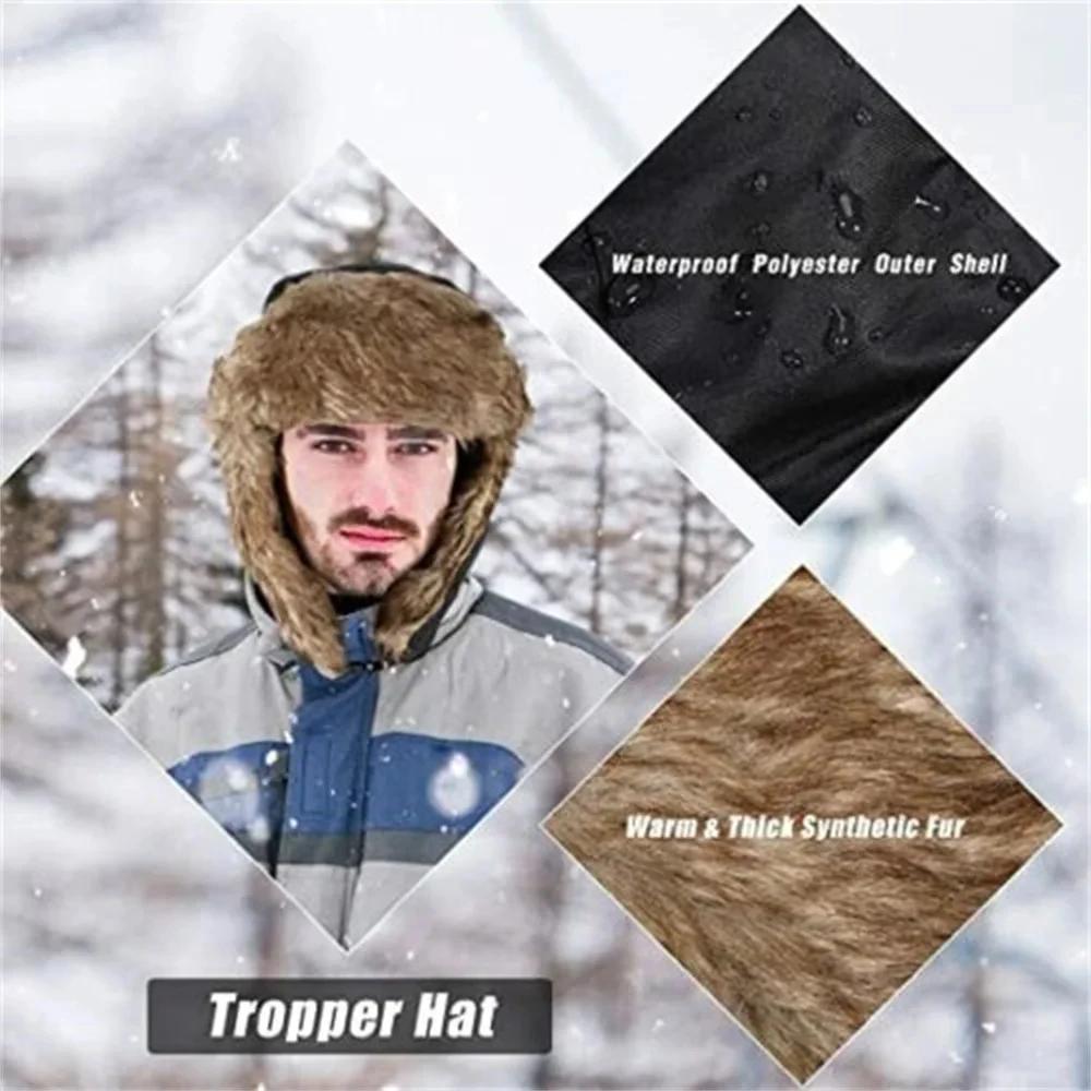 Herren Winter Trapper Flieger Trooper Ohrenklappen Warm Russisch Wasserdicht Ski Mütze Bombermütze Russische Warme Ohrenschützer Mützen