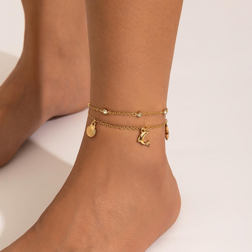Beach Anklet Star Butterfly Chain Imitation Pearl Foot Chain Ocean Wind Shell Dolphin Foot Ornament