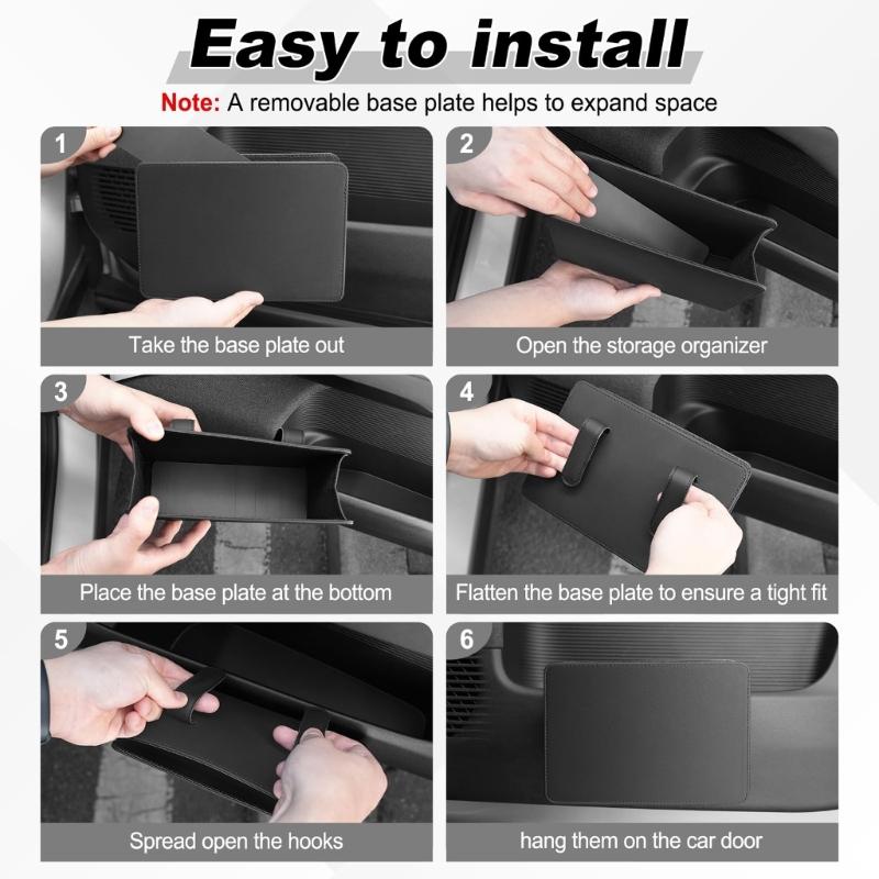 Foldable Auto Storage Bag Leather Organizer with 30 Trash Bags Mini Trash Can for Seat Back Door Console Car Interior