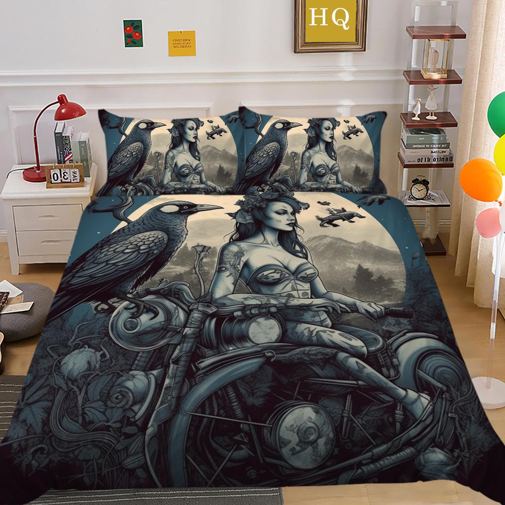 Beauty Skull Printed Bedspreads King Size Microfiber Bed Set Man Design High Quality Comforter Cover Set