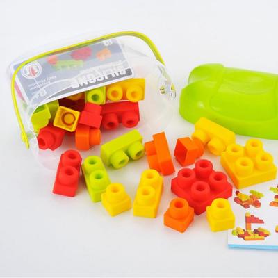 Silicone Teething Building Blocks for Babies - Chewable, Large Pieces, Early Education Toy for 6+ Months