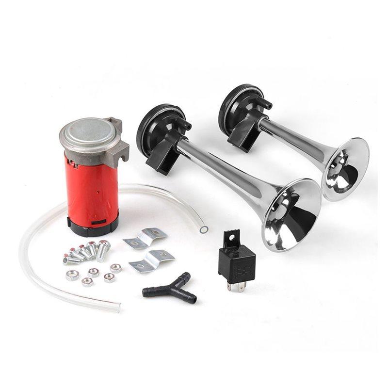 

Universal 115Db Loud Dual Trumpet Air Horn 12V With Built-In Relay For Trucks And Passenger Vehicles Car как
