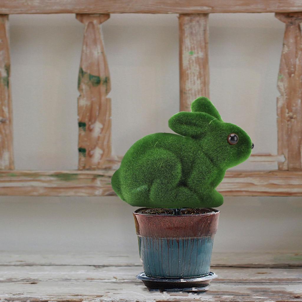 Hase Pflanzstecker Regenfest Grün Moosbeflockte Hasenfigur für Hof Gartendekoration