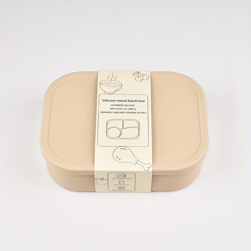 Cutie de prânz Bento din silicon, Sigură pentru microunde, Recipient pentru mâncare cu 4 compartimente etanș, Spălare manuală, Rectangulară, Manual, Ideală pentru angajați de birou și studenți
