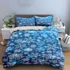 White snowflakes on blue. Bedding sets Duvet cover sets Duvet covers Pillowcases(1 * Duvet Cover 2 * Pillowcases without duvet insert)