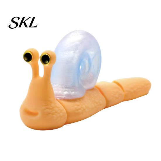 Colorful Snail Sculpture 3D Printed Figurines, Articulated Toy, Movable Joints Animal Twist Segmented Structure Toy Fidgety for Home Office