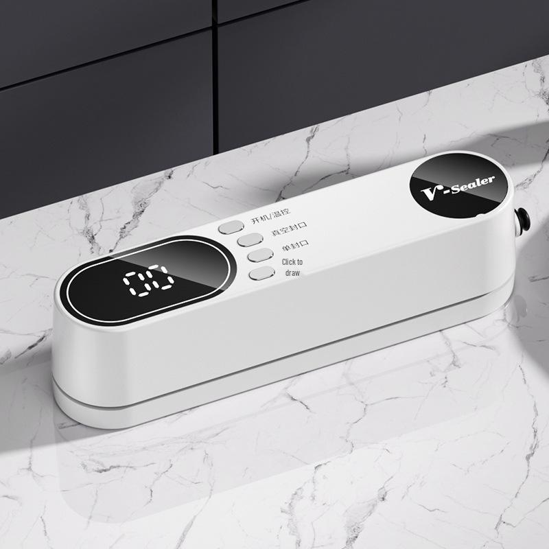 

Automatic Mini Vacuum Sealer with Digital Display for Dry & Wet Food Preservation Rechargeable Version білий