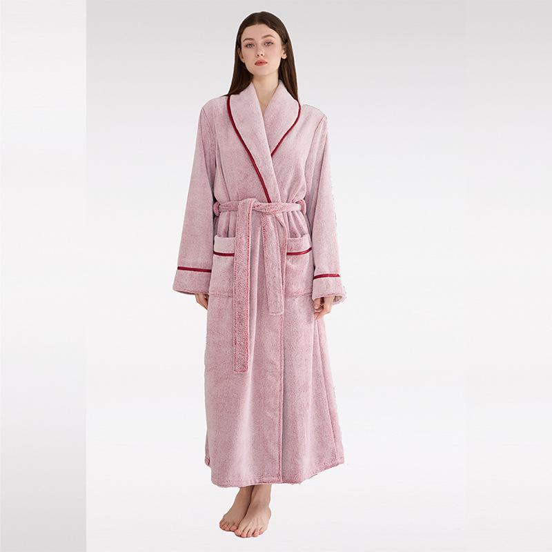 Couples' Double-Sided Fleece Bathrobe: Warm Winter Flannel Pajamas for Men & Women