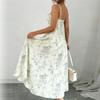 Women Floral Print Bohemian High Slit Spaghetti Strap Maxi Dress for Beach Holiday Casual Summer Outfits Sundress