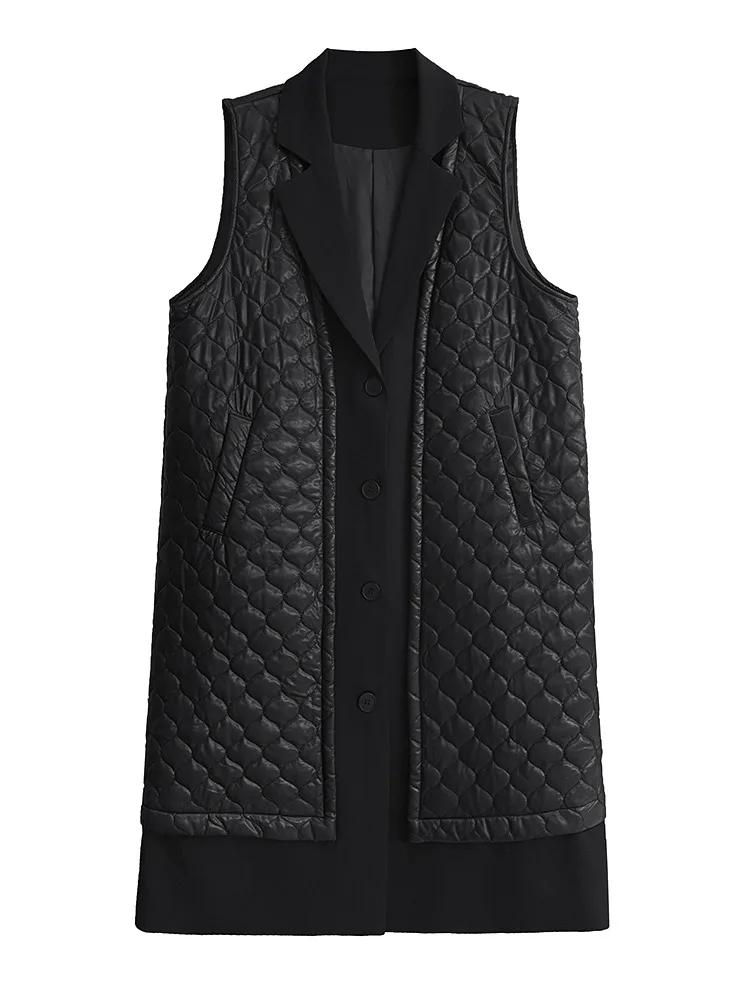 XITAO Pu Patchwork Pocket Sleeveless Vest GMM1228