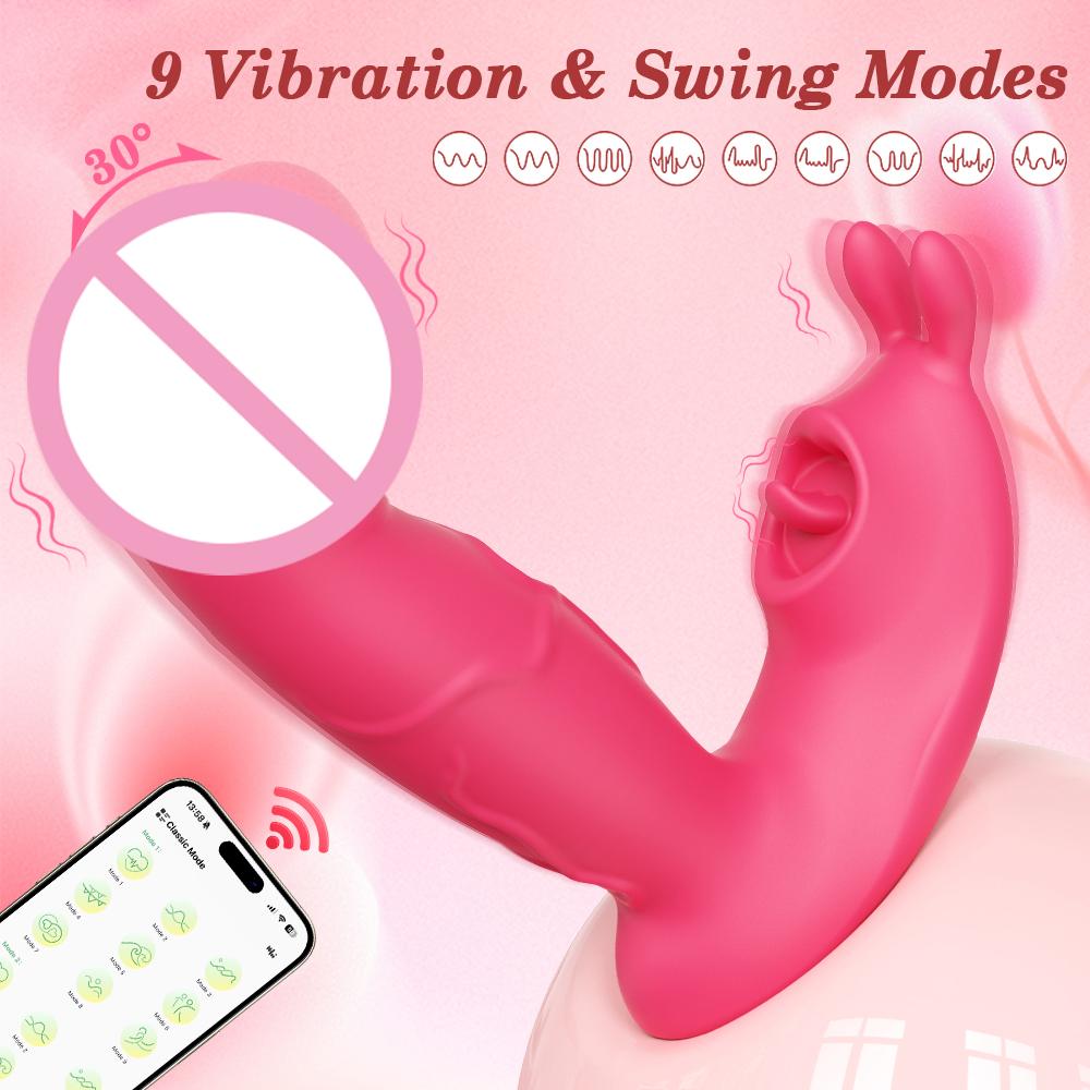 APP Rabbit Vibrator for Women Clit Clitoris Stimulator Wearable G Spot Dildo Female Licking Finger Wiggling Adult Sex Toy