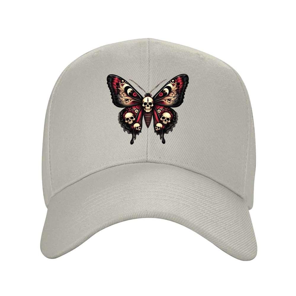 Skull Butterfly Design Baseball Cap Mysterious Dark Print Adjustable Unisex Outdoor Hat