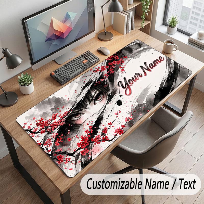 Floral Garden Theme Customized Mouse Pad Personalized Print Name Text Desk Mat For Home Office Table Decor