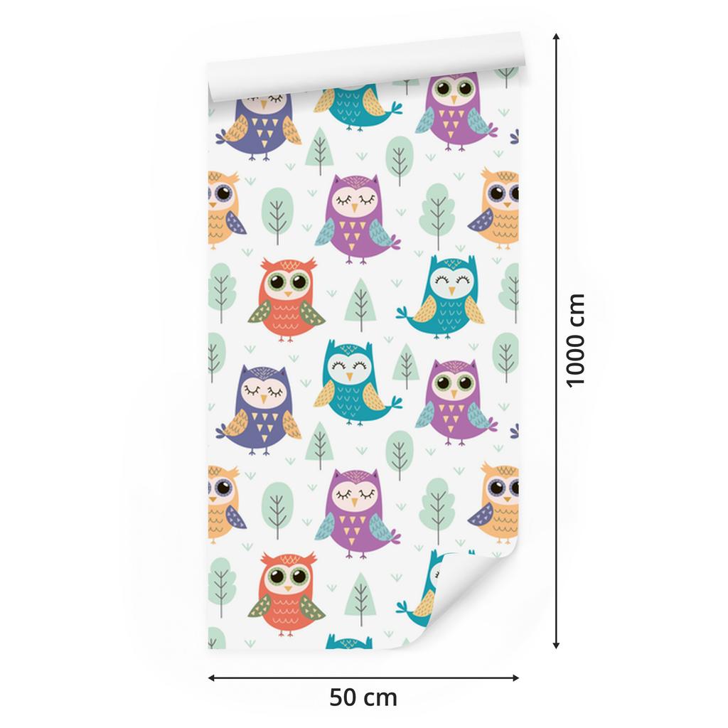 Joyful Owls Wallpaper for Living Room and Bedroom 50x1000